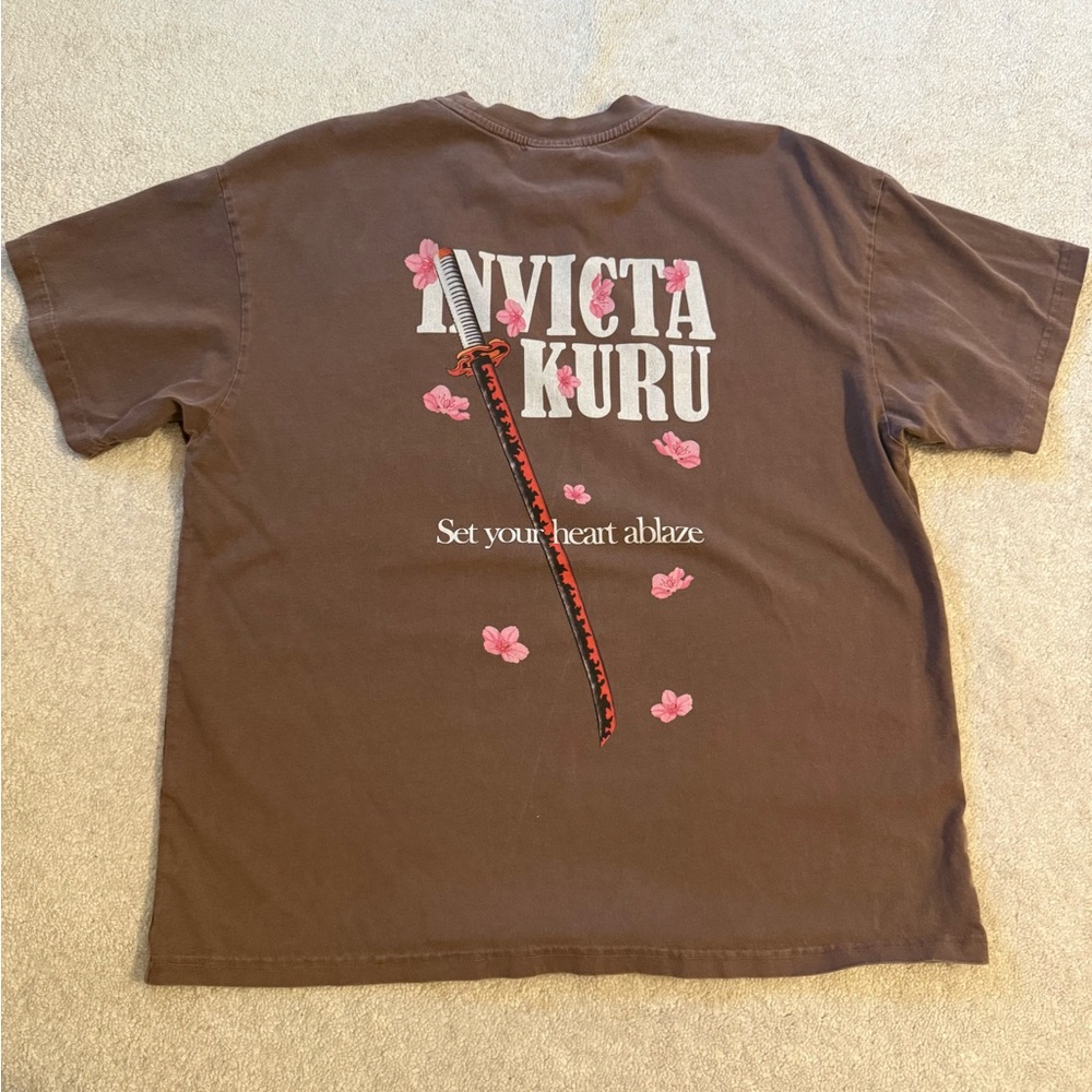 Invicta Brown Tee with Pink Floral Design